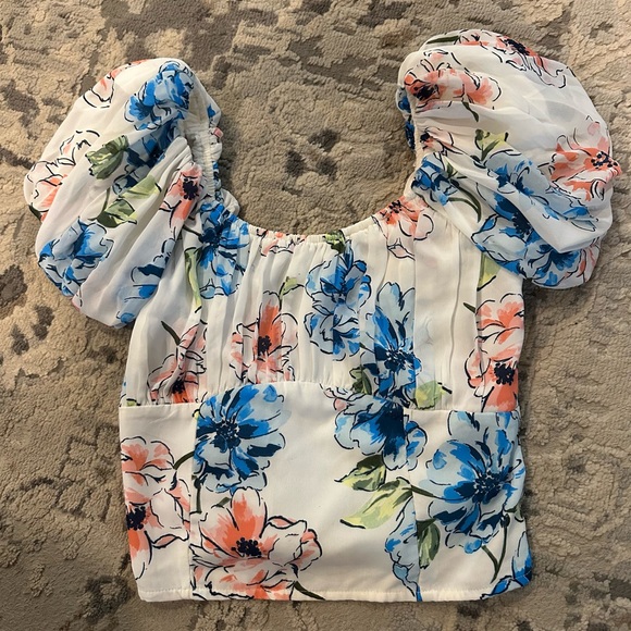 ABERCROMBIE Ruched Puff Sleeve Scoopneck Top NWOT - Picture 6 of 10